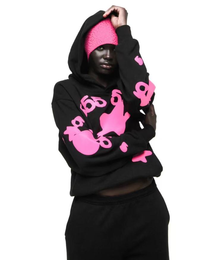 1:1 quality version Rose Pink 555 Printed Hoodie & Pants Set 28747517