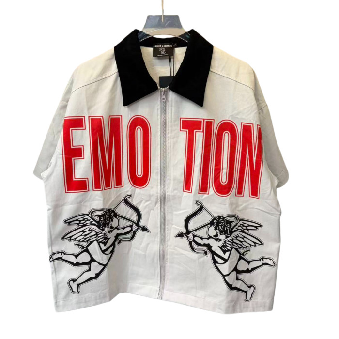 Red Letter Angel Print Oversized Cropped Shirt 28677329