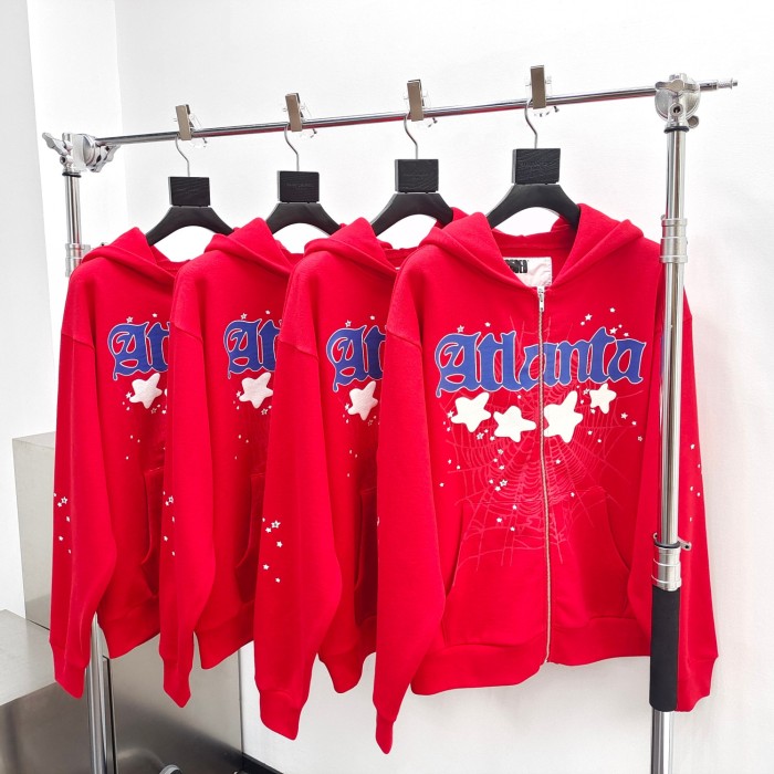[Big & Tall for weights up to 220 lbs]1:1 quality version Atlanta Red Zipper Hoodie & Pants Set