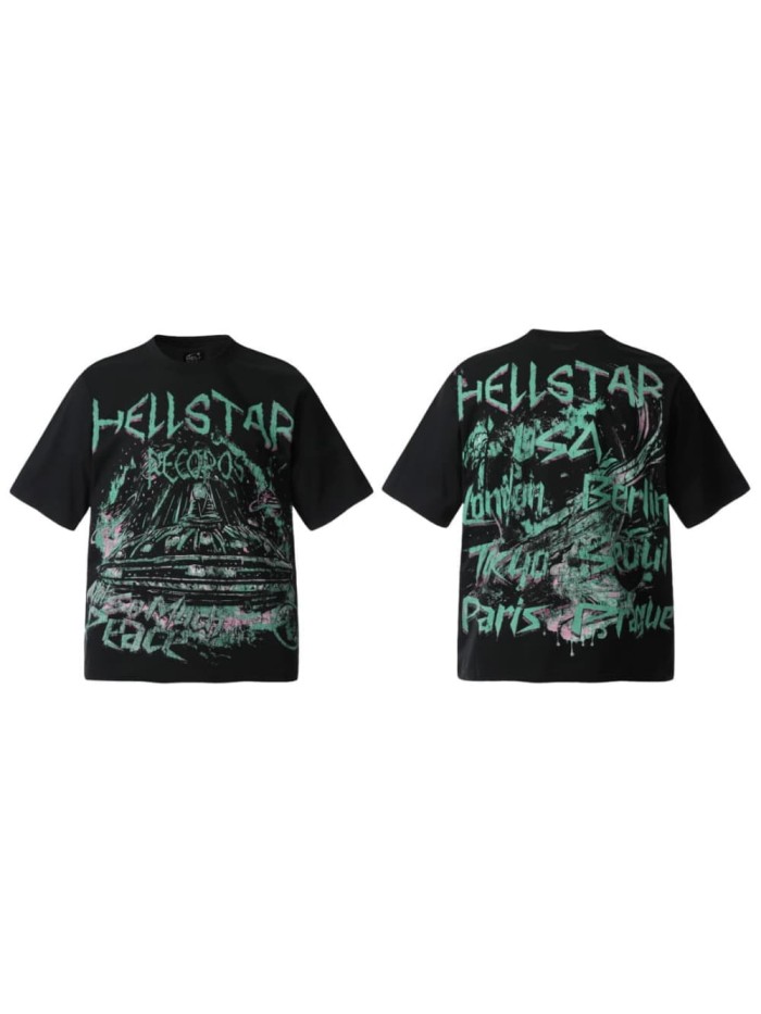 Pink & Green Graffiti UFO Print Washed Tee 29090173