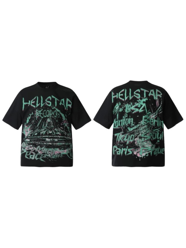 Pink & Green Graffiti UFO Print Washed Tee 29090173