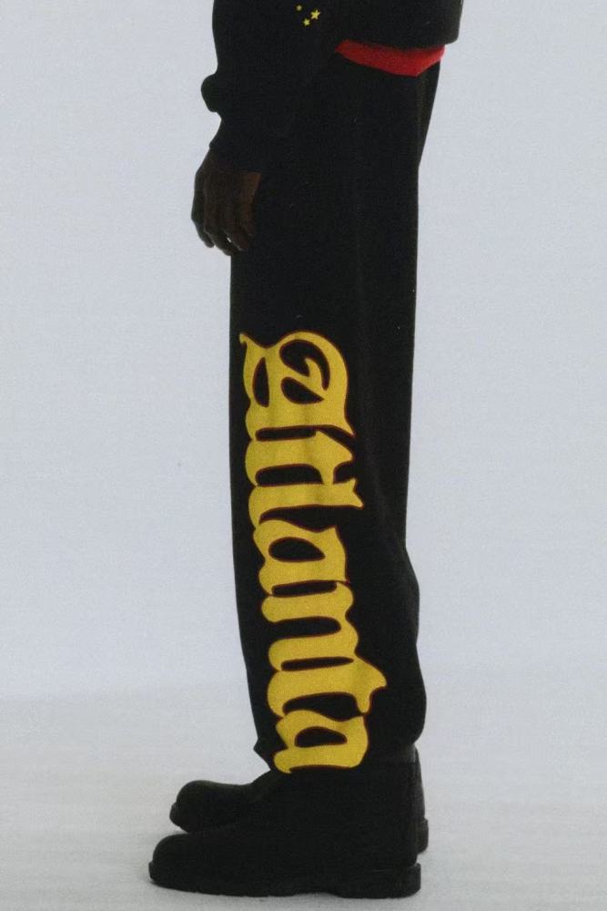 1:1 quality version Yellow lettered Atlanta print Hoodie & Pants Set  28480754