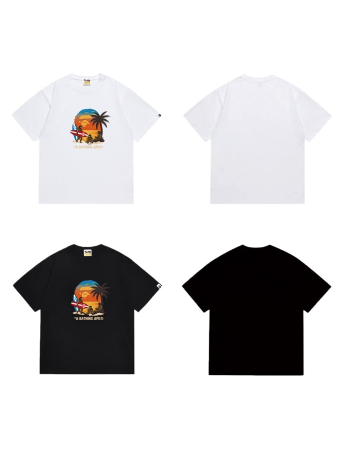 Ape Head Beach Sunset Surf Illustration Print T-shirt 2 colors 29053533