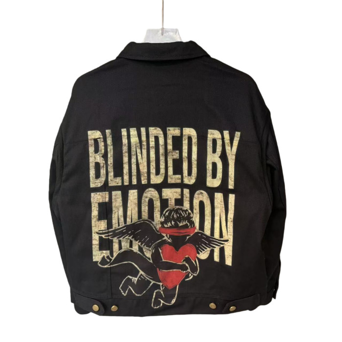 Masked Angel Heart Print Detachable Sleeve Zipper Jacket 28755454