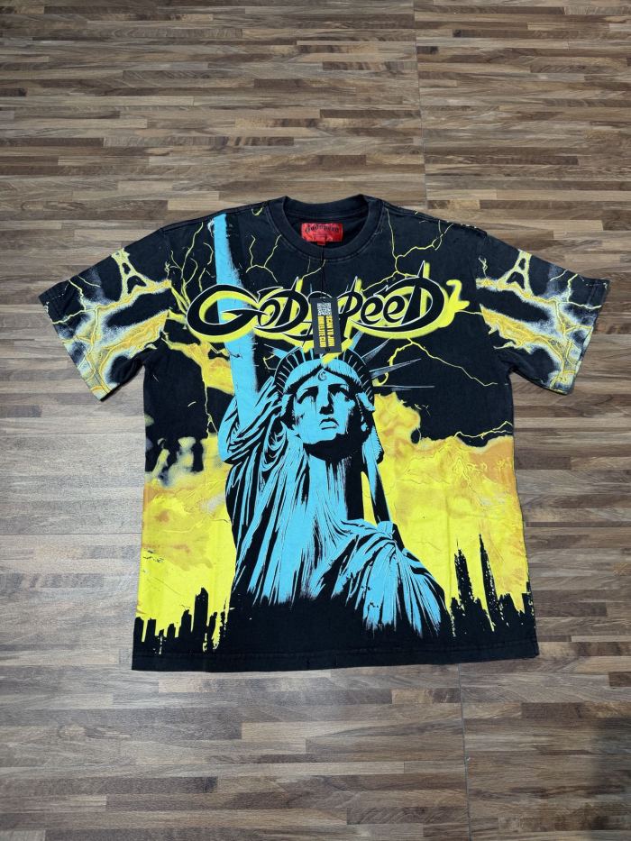 Vintage neon lightning Statue of Liberty print 7 color T-shirt 29035208