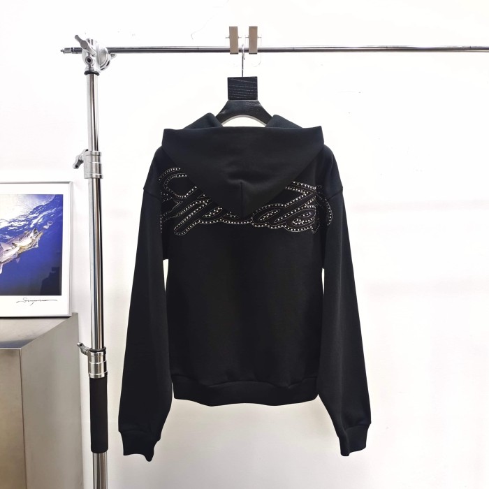 [Big & Tall for weights up to 220 lbs]1:1 quality version 3D Letter Rhinestone Zipper Hoodie & Pants Set 29033219