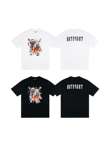 Urban Streetwear Tee with Fire Burst Tiger Art & Back Gothic Text Print T-Shirt 2 colors 29077292