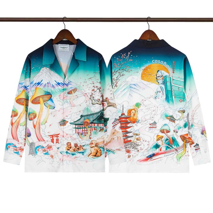 Oil Painting Texture Resort Style Printed Long Sleeve Shirt 41 colors 29105584