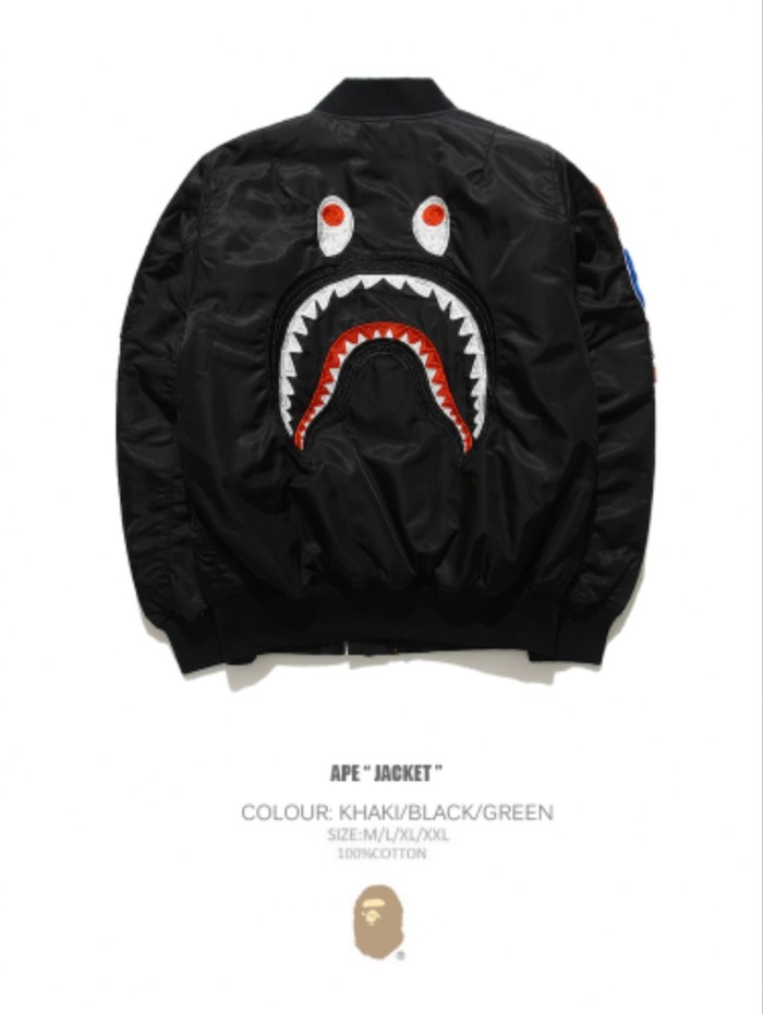[Buy more Save more]Bape 2021 shark bomber jacket black grey