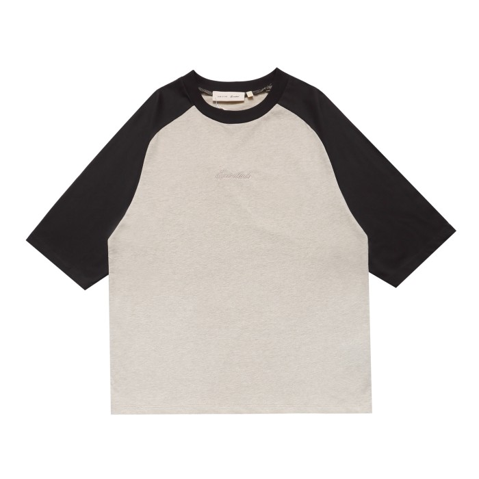 Raglan contrast stitching, chest with hidden pattern embroidery T-shirt 2 colors 29053811