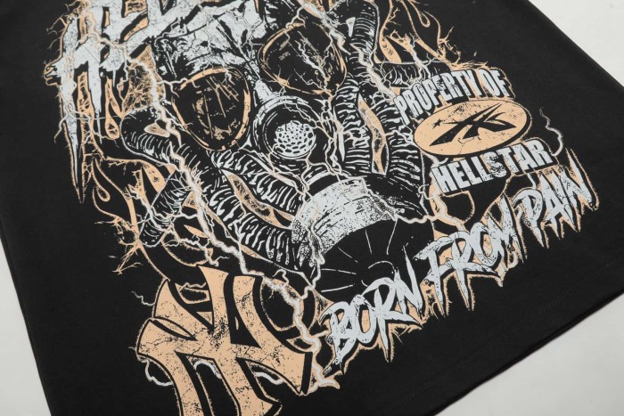 Lightning Gas Mask Print Washed Tee 29092385