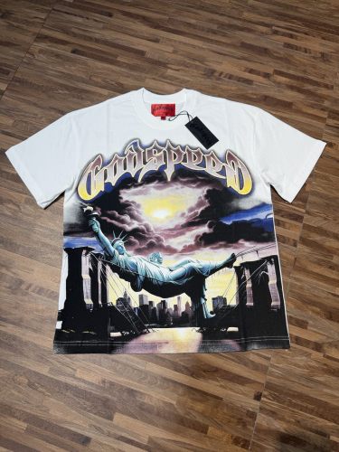 Statue of Liberty Sunset  T-shirt with white short sleeves 29051274
