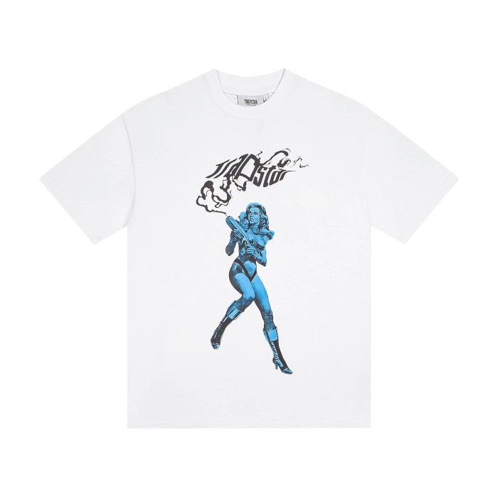 High Street Style T-Shirt with Trapstar Smoke Logo & Comic Gun Girl  Print T-Shirt 2 colors 29077351