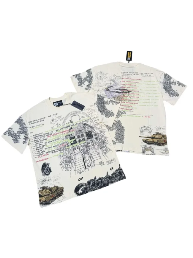 Military fighter tank beige short-sleeved T-shirt 29047434