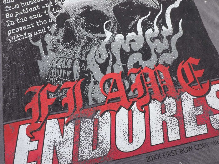Skull Newspaper Rhinestone Print Washed Version Tee 2 colors 28748592