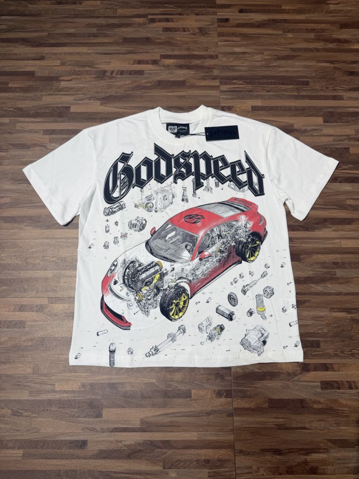 Modified car parts G logo white short-sleeved T-shirt 29047408