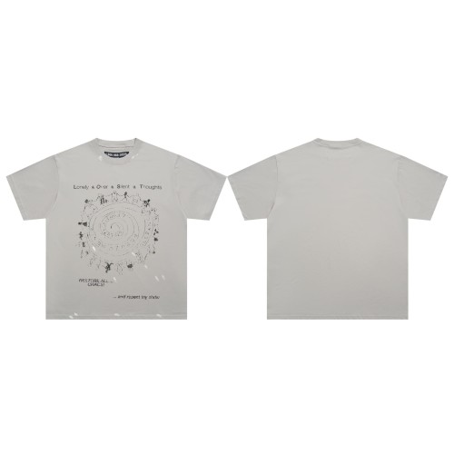 Spiral Figure Graffiti Splash Ink Print Washed Tee 29069144
