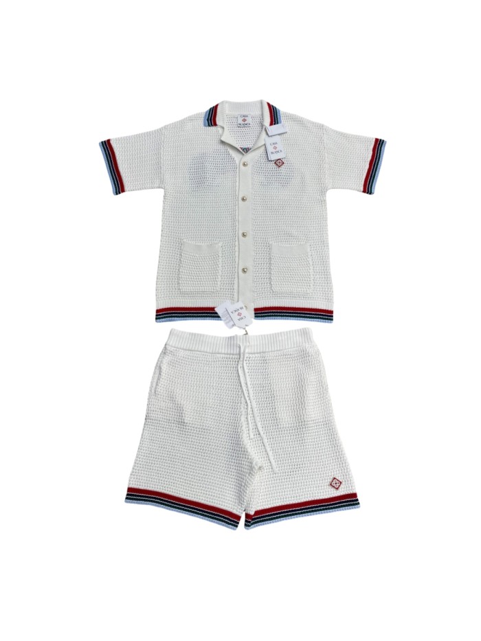 1:1 quality version 28314275 Back Towel Embroidered Letter Polo Shirt & Shorts Set 3 colors