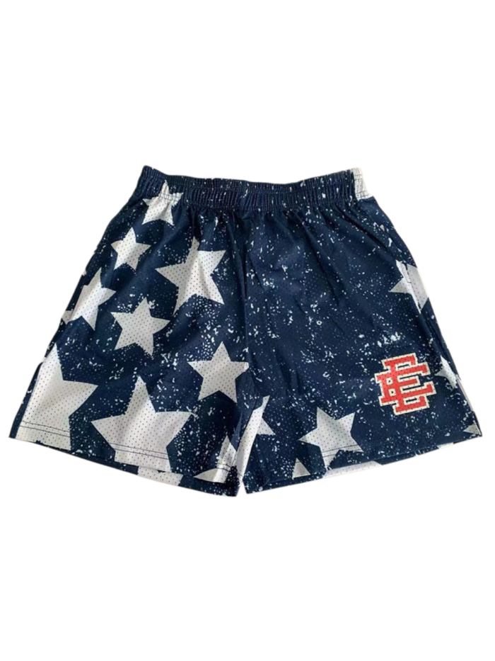 1:1 quality version Star Splatter Print Mesh Shorts 29077477