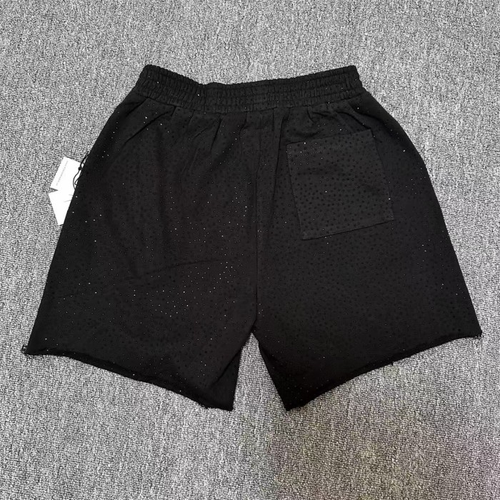 All-Over American Letter Print Full Rhinestone Raw Edge Shorts 4 colors 29097831