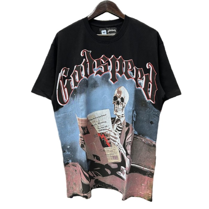 27986248 Watch Newspaper Skull Print Tee 3 colors