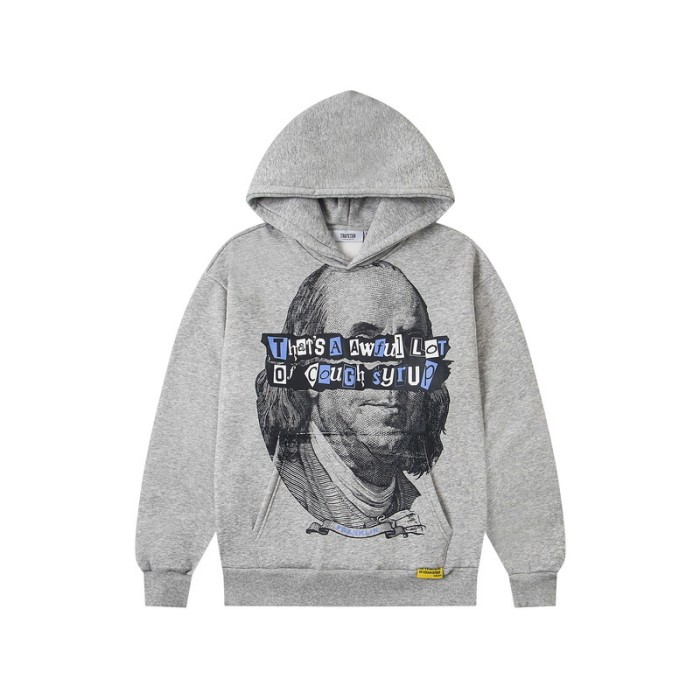 Collage Franklin Portrait & Graffiti Text Print Hoodie 2 colors 29077359