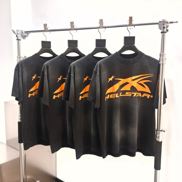 [Big & Tall for weights up to 260 lbs]1:1 quality version Front and back full orange washed black tee with NFC tag