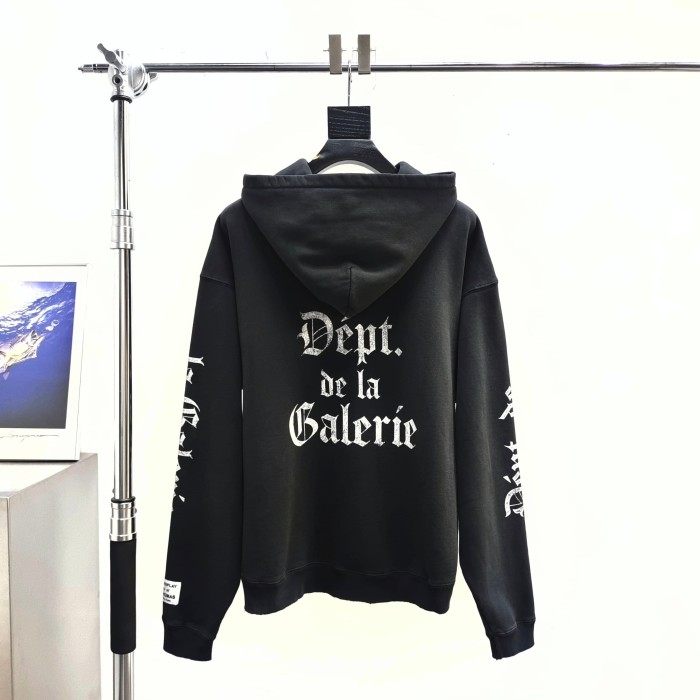 [Big & Tall for weights up to 260 lbs]1:1 quality version Gothic White Letter Washed Black Hoodie 28760682