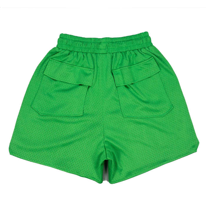 Patchwork leather embroidered mesh breathable shorts 4 colors