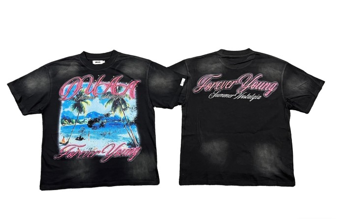 Coconut Tree Beach Rhinestone Print Washed Tee 29053850