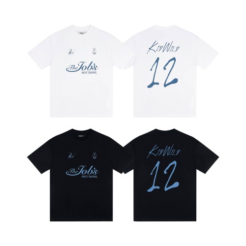 Minimalist Tee with Handwritten Script Text &  12  Number Print T-Shirt 2 colors 29077287