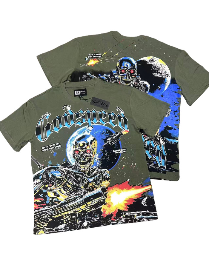Metal skull firing print Washed Version Tee 2 colors 28694010
