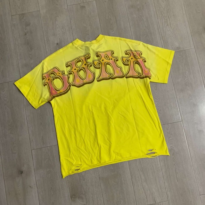 Bright Yellow Exploding Earth Rhinestone Print Washed Tee 29069143