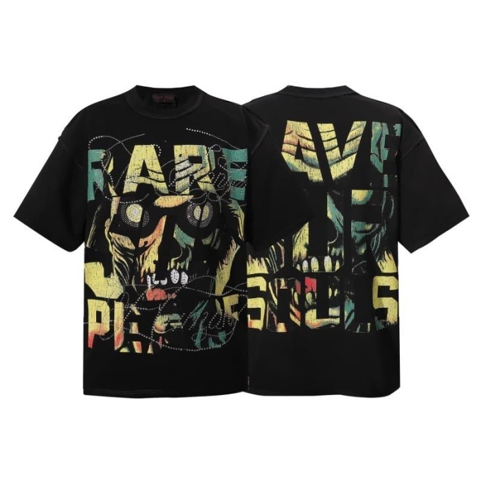 Dark Religious Angel Rhinestone Print Washed Tee 20 colors 29069152