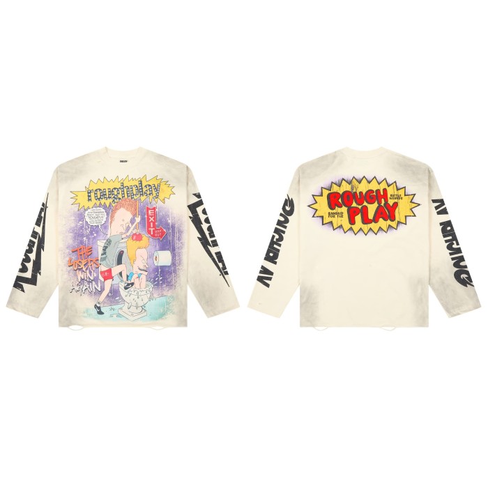 Y2K Retro Streetwear with 90s Beavis and Butt-Head Cartoon Print Long Sleeve T-Shirt 2 colors 29069108