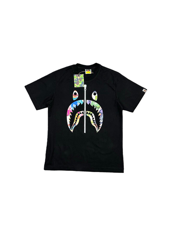 1:1 quality version Artistic Camouflage Shark Mouth Zipper Print Tee 2 colors 28746635