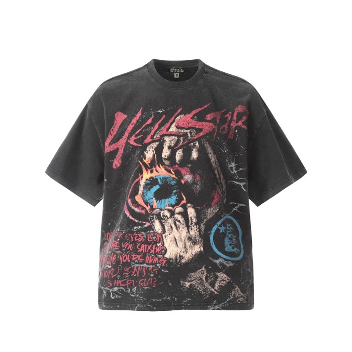 Flame All-Seeing Eye Print Washed Tee 29090190