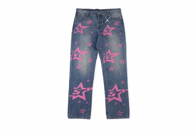 Dazzling five-point star printed jeans
