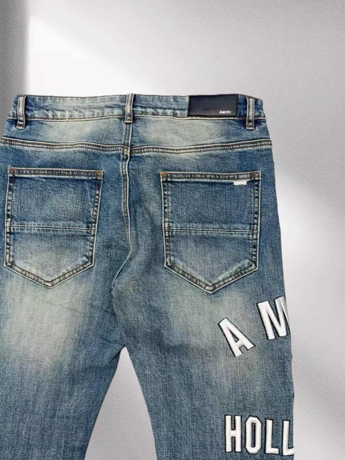 1:1 quality version Hollywood White Line Embroidered Jeans 29045804