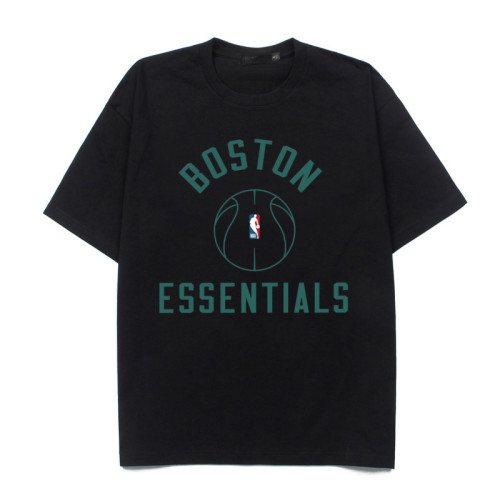 Boston Celtics curved letter basketball silhouette black loose short-sleeved T-shirt 2 colors 29053645