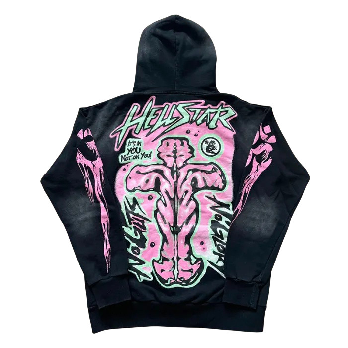 Gut Print Pollen Alphabet Washed Black hoodie & pants set