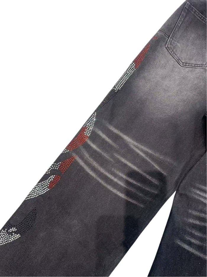 1:1 quality version Three-color Rivet Pleated Straight-leg Jeans 2 colors 28658089