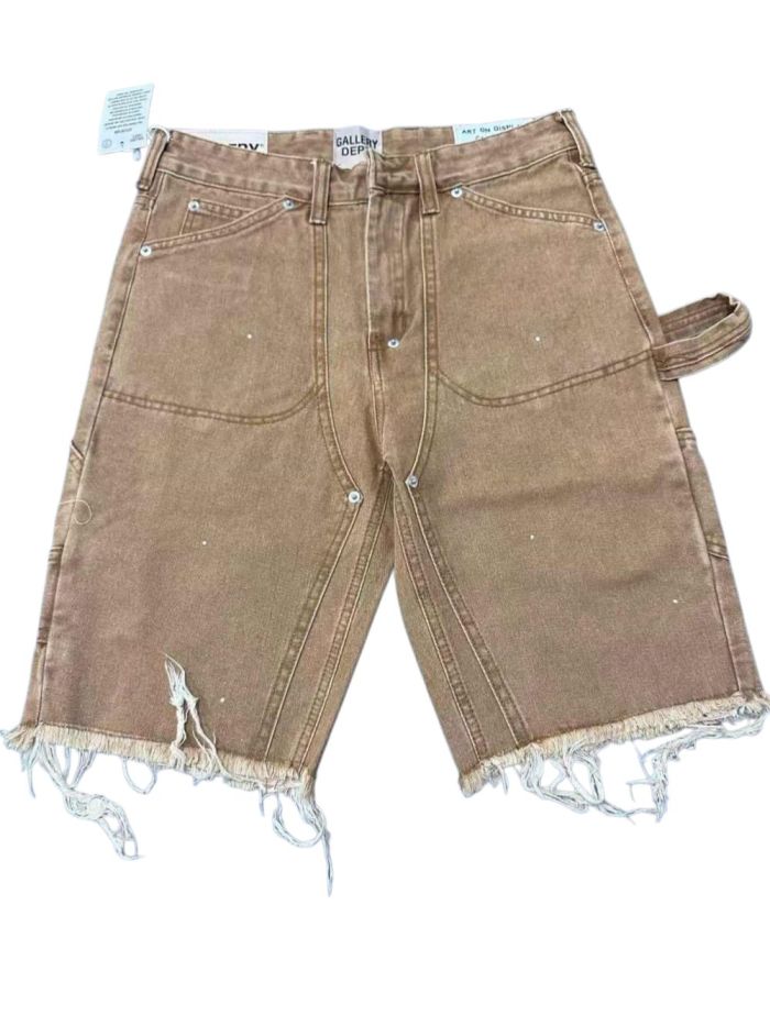 Khaki Cargo Raw Edge Denim Shorts 29047339