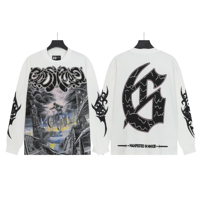 Skeleton City Cycling Print Long Sleeve T-Shirt 2 colors 28690405