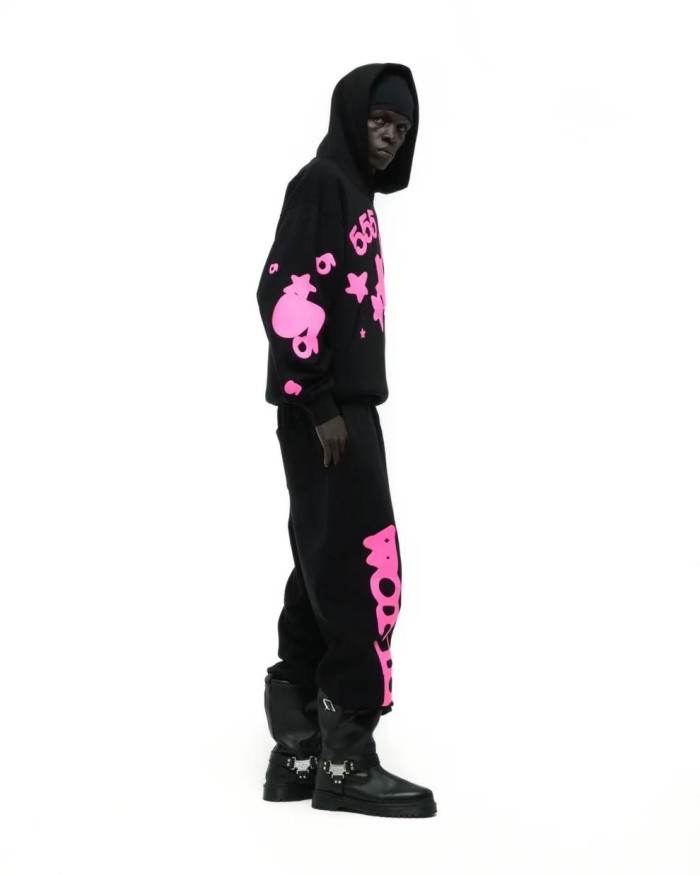 1:1 quality version Rose Pink 555 Printed Hoodie & Pants Set 28747517