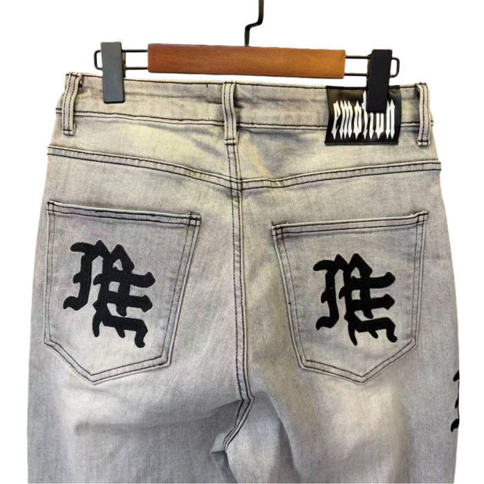 Side Letter Logo Print Washed Denim Jeans 4 colors 28678956