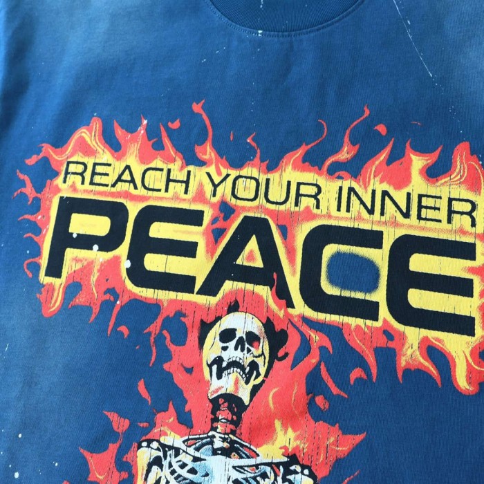 Flame Skeleton Meditation Print Washed Tee 2 colors 29087552