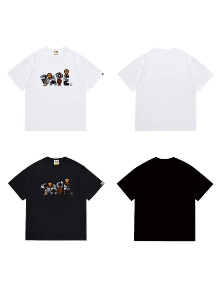 Four little monkeys with camouflage letter prints T-shirt 2 colors 29060345