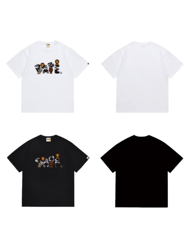 Four little monkeys with camouflage letter prints T-shirt 2 colors 29060345