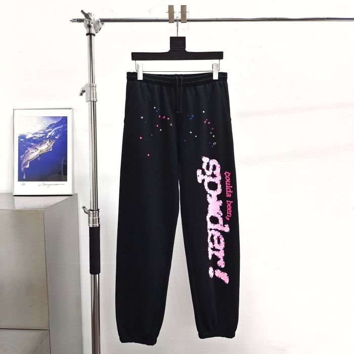 [Big & Tall for weights up to 220 lbs]1:1 quality version Pink Letters and White Mesh Black Print Hoodie & Pants Set 28971642